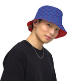 CHECKMATE 47PRINT REVERSIBLE BUCKET HAT BLUE