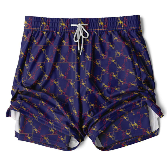 CHECKMATE 47PRINT 2-IN-1 SHORTS - NAVY